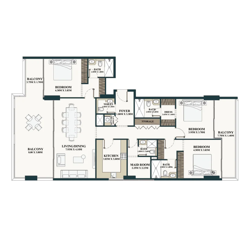 3 - Bedroom Apartments