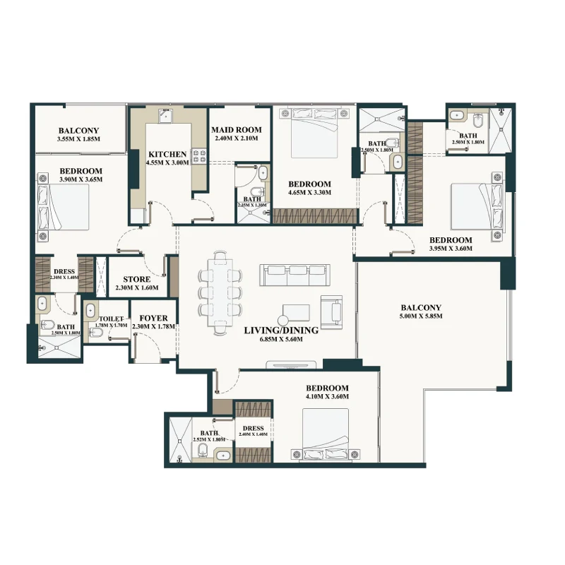 4 - Bedroom Apartments