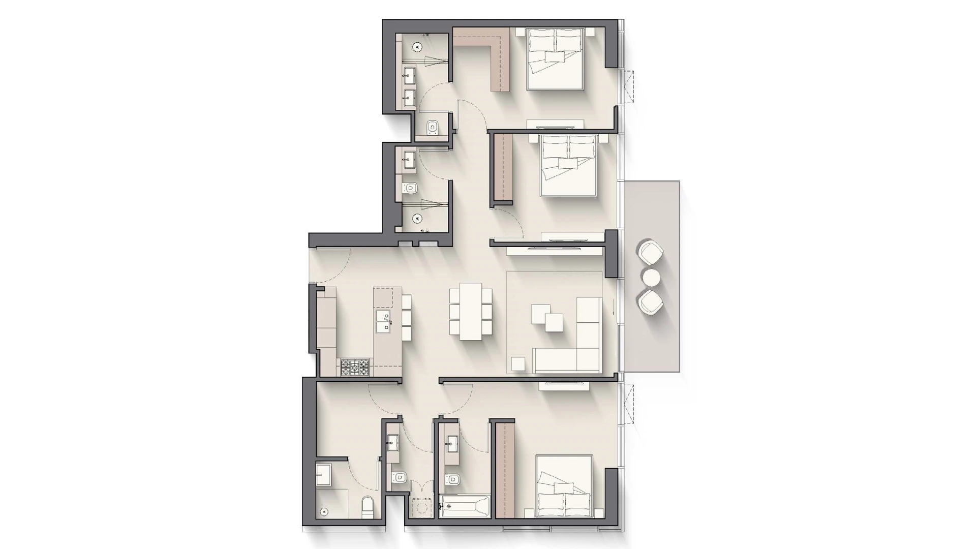 3 - Bedroom Apartments