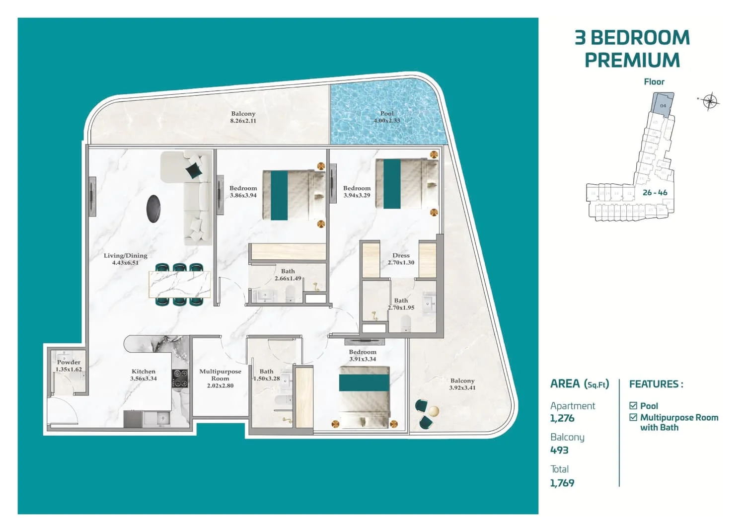 3 - Bedroom Apartments