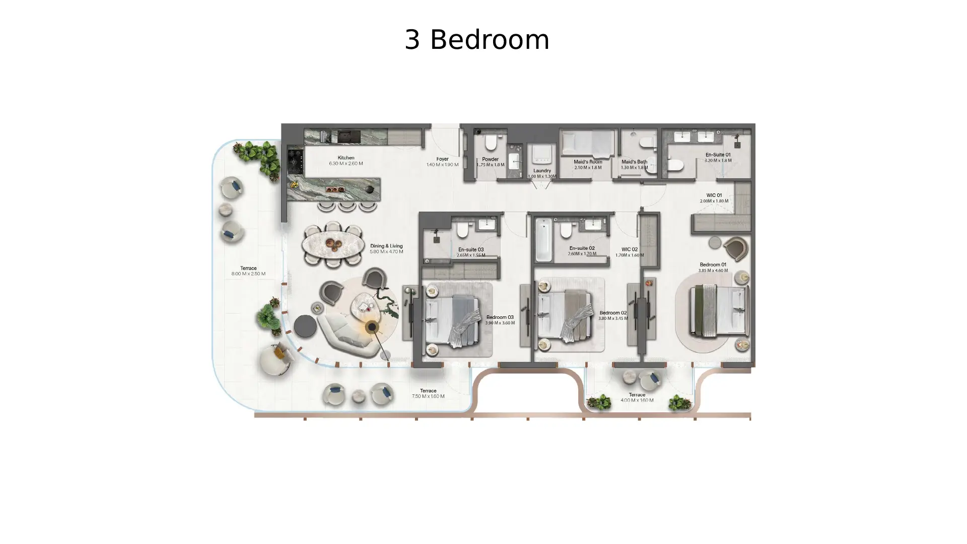3 - Bedroom Apartments